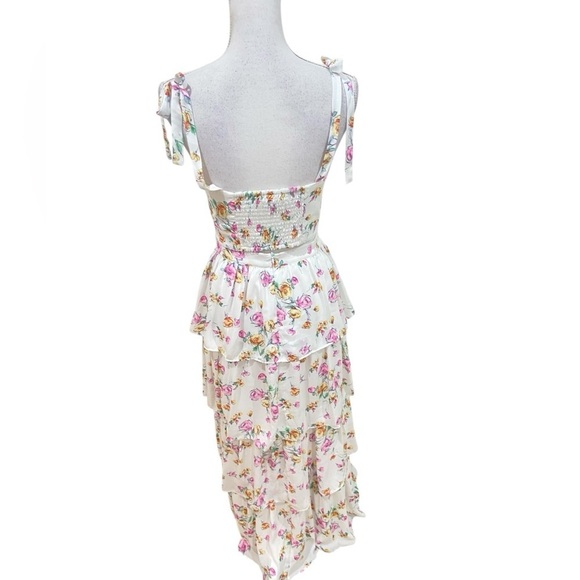 Wayf 2 piece floral flowy tiered maxi skirt & crop top corset tie straps small - Picture 7 of 14